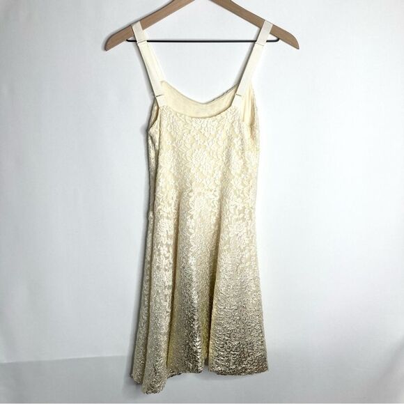Free People Cream Lace Gold Metallic Ombre Dress Size Small - Picture 8 of 14